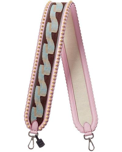 Fendi Canvas & Leather Shoulder Strap - Pink