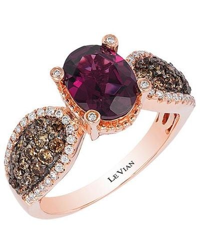 Le Vian Le Vian 14k Rose Gold 2.39 Ct. Tw. Diamond & Rholdolite Ring - Pink