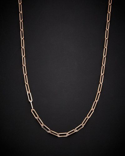 Italian Gold 18k Italian Rose Gold Paperclip Chain Necklace - Black