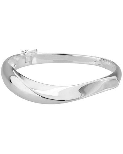 Non-Branded Silver Twisted Hinge Bangle Bracelet - White