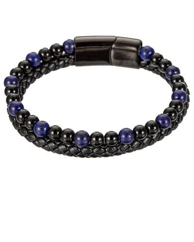 Eye Candy LA Premium Collection Stainless Steel Agate Jacob Bracelet - Blue