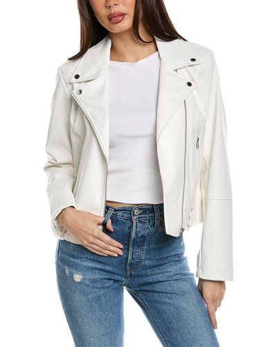 French Connection Vegan Leather Moto W/quilting - White