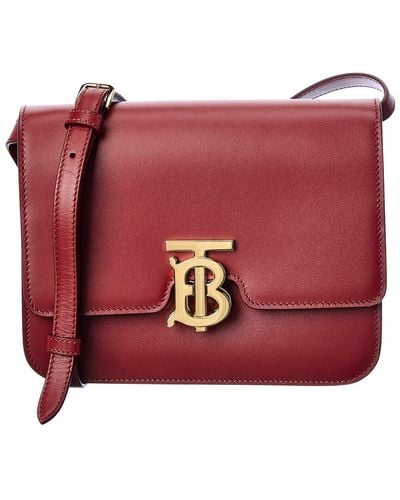 Burberry Tb Small Leather Shoulder Bag - Red