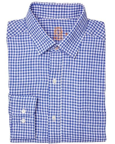 J.McLaughlin Mini Gingham Gramercy Linen Shirt - Blue