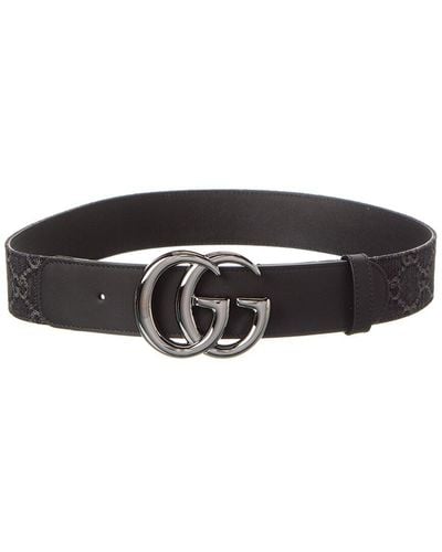 Gucci GG Denim & Leather Belt - Black