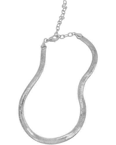 Adornia Herringbone Snake Necklace - White
