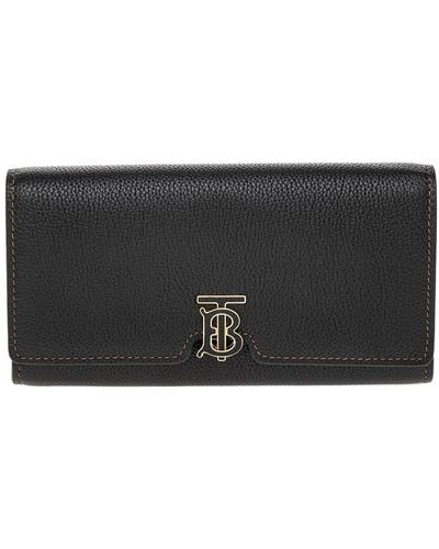 Burberry Tb Continental Wallet Leather Wallet - Black