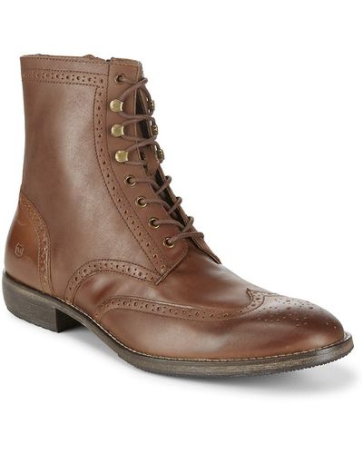 Andrew Marc Hillcrest Wingtip Leather High-top Boots - Brown