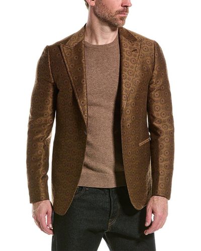 Isaia Wool & Silk-blend Suit Jacket - Brown