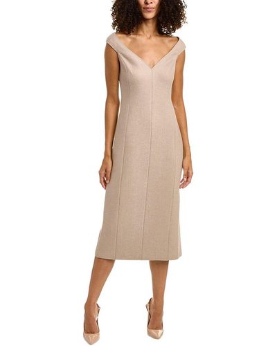 Theory Paneled Wool Midi Dress - Natural