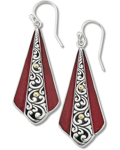 Samuel B. 18k & Silver Coral Drop Earrings - Red
