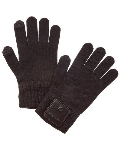 Givenchy Leather Patch Wool Gloves - Black