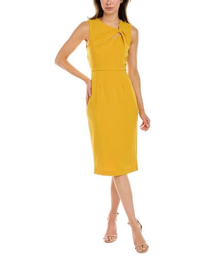 Donna Ricco Twisted Sheath Dress - Yellow
