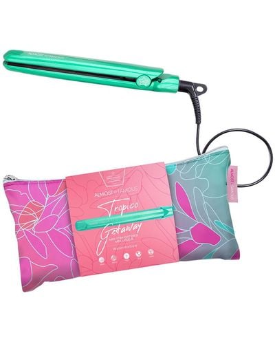 Almost Famous 0.5In Mini Travel Flat Iron With Designer Bag - Green