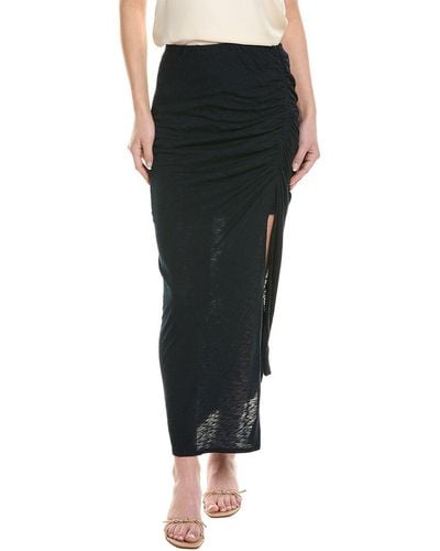 Stateside Slub Jersey Shirred Midi Skirt - Black