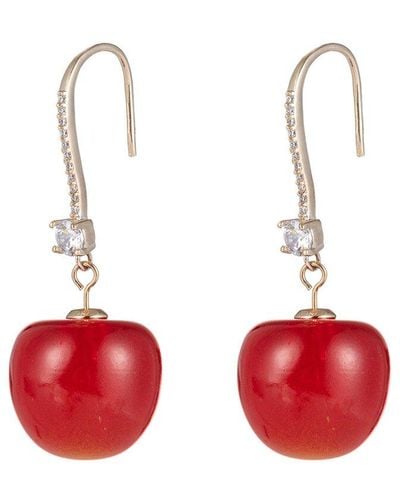 Eye Candy LA Eye Candy Los Angeles Luxe Collection 18k Plated Cz Cherry Dangle Earrings - Red