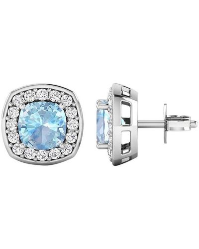 Diana M. Jewels Fine Jewellery 14k 1.95 Ct. Tw. Diamond & Aquamarine Studs - Blue