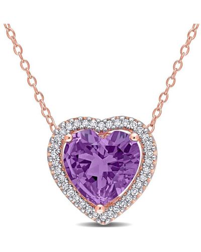 Rina Limor Silver 3.43 Ct. Tw. Amethyst Heart Necklace - Purple