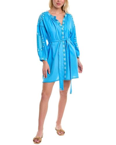 Melissa Odabash Cathy Linen-blend Mini Dress - Blue