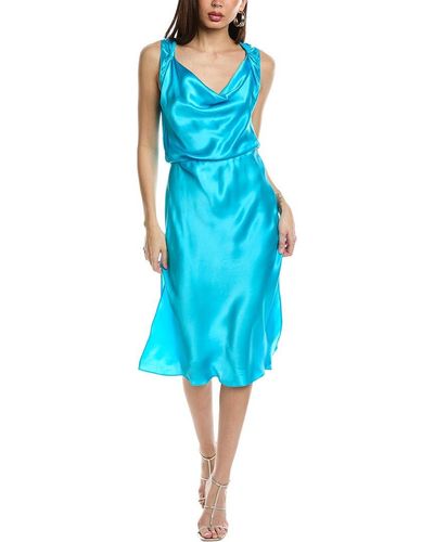 Amanda Uprichard Ellison Silk Midi Dress - Blue