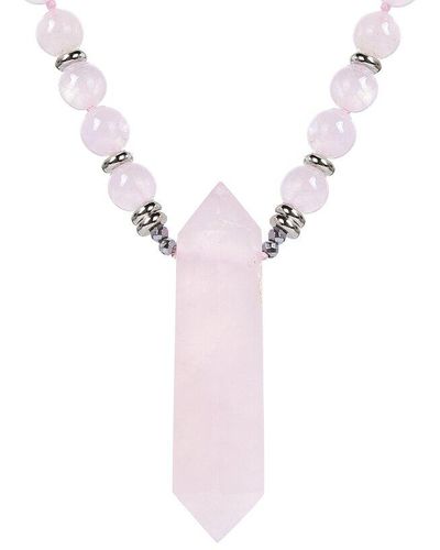 Eye Candy LA The Luxe Collection Rose Quartz Harmony Necklace - Pink