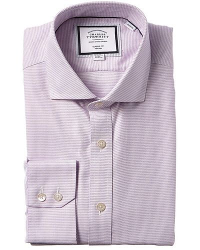 Charles Tyrwhitt Non-iron Cambridge Weave Cutaway Classic Fit - Purple