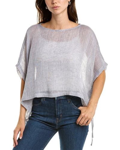 Eileen Fisher Linen Cropped Poncho - Grey