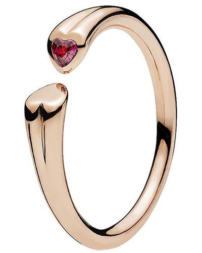 PANDORA Rose Cz Polished & Sparkling Hearts Open Ring - Metallic