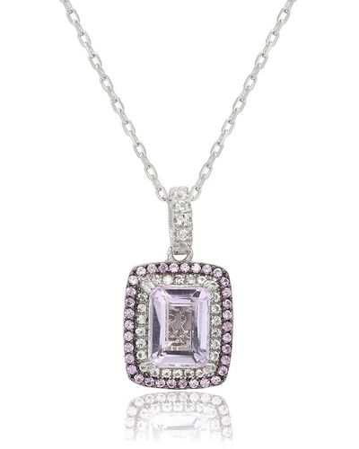 Suzy Levian Silver 0.02 Ct. Tw. Diamond & Gemstone Pendant - White
