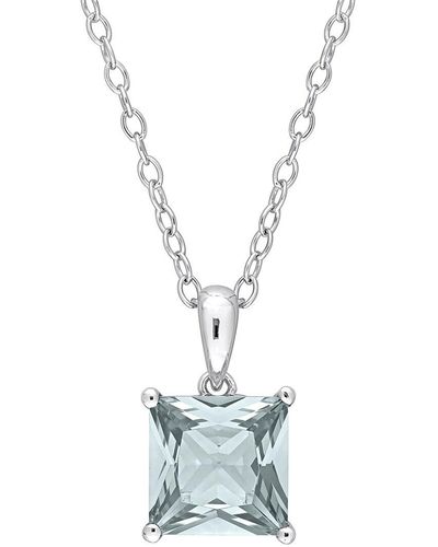 Rina Limor Silver 2.00 Ct. Tw. Aquamarine Heart Pendant Necklace - Metallic