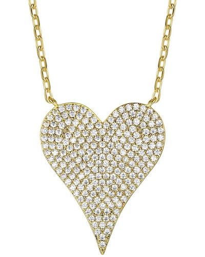 Rachel Glauber 14k Plated Cz Heart Layering Necklace - White