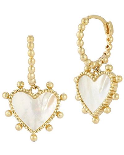 Ember Fine Jewelry 14k Pearl Heart Huggie Earrings - Metallic