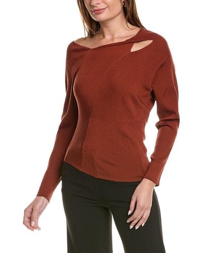 Lafayette 148 New York Asymmetric Sunburst Silk-blend Sweater - Red