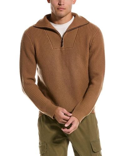 Vince Shaker Stitch Wool & Cashmere-blend 1/4-zip Pullover - Brown