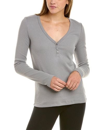 Splendid Thermal V-neck Sweater - Gray