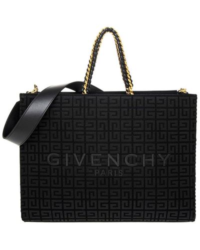 Givenchy G-tote Medium Leather-trim Tote - Black