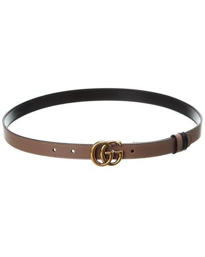 Gucci GG Marmont Thin Reversible Leather Belt - Black