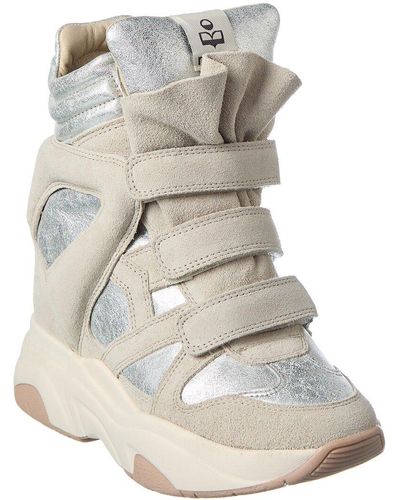 Isabel Marant Balskee Leather & Suede High-top Wedge Sneaker - Natural