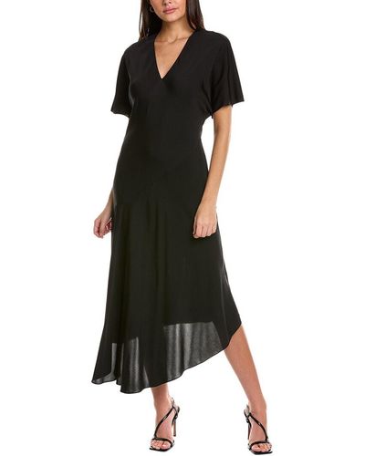 Theory Modern Silk Midi Dress - Black
