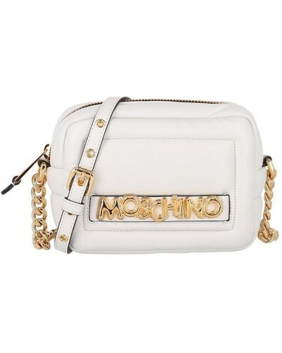 Moschino Balloon Lettering Leather Crossbody - Natural