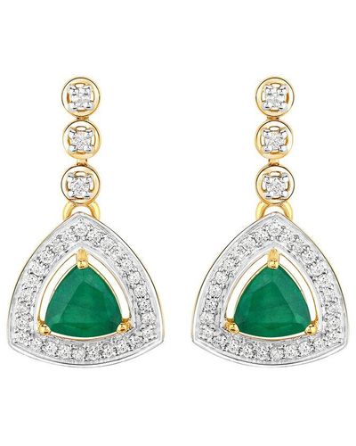 Diana M. Jewels Fine Jewelry 14k 1.39 Ct. Tw. Diamond & Emerald Dangle Earrings - Green