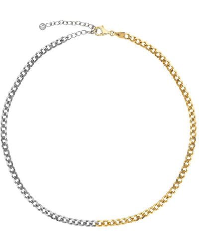 Gabi Rielle 14k Over Silver Dual Link Choker Necklace - Metallic