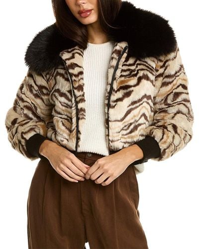 Adrienne Landau Studio Rex Rabbit Fur Leopard Print Scarf - A.J. Ugent Furs  %