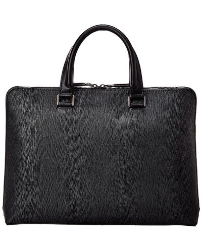 Ferragamo Zipped Textured Briefcase - Black