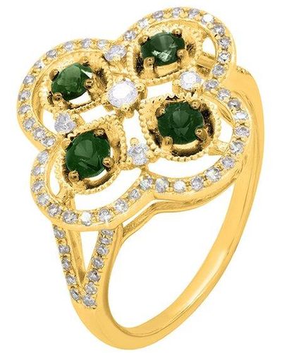 Diana M. Jewels Fine Jewellery 14k 0.74 Ct. Tw. Diamond & Emerald Half-eternity Ring - Metallic