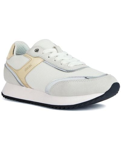 Geox Donna Leather-trim Sneaker - White
