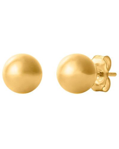Italian Gold Max + Stone 14k Ball Earrings - Metallic