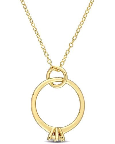 Rina Limor Gold Over Silver 0.02 Ct. Tw. Diamond Pendant Necklace - Metallic