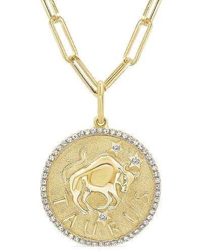 Sabrina Designs 14k 0.21 Ct. Tw. Diamond Zodiac Taurus Necklace - Metallic