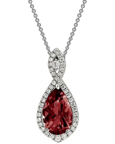 Diamond Select Cuts 14k 2.85 Ct. Tw. Diamond & Garnet Necklace - Red